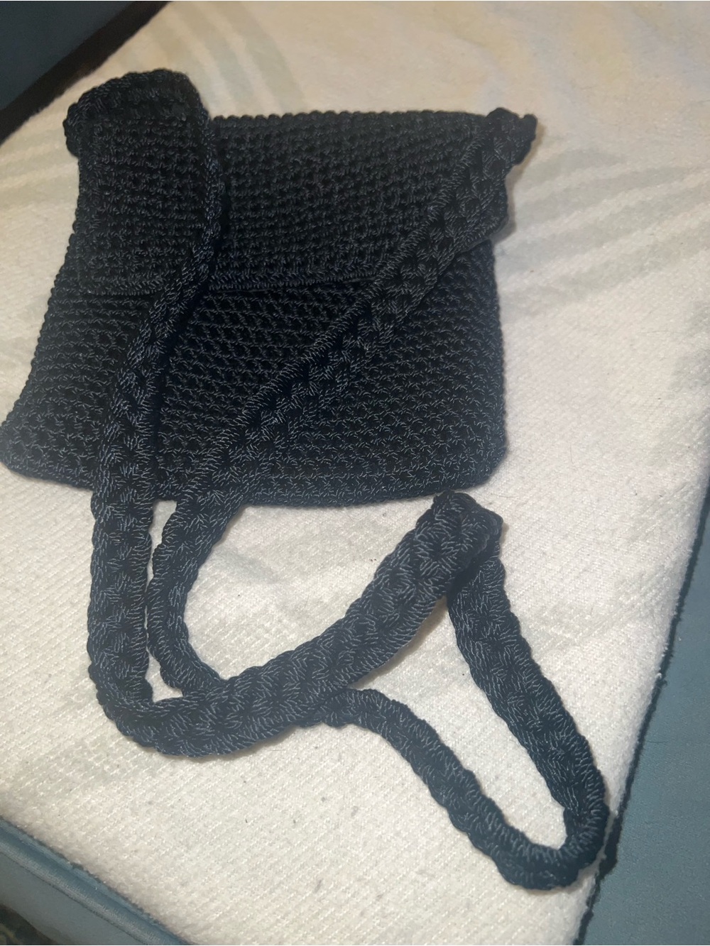The Sak Black Handwoven Crochet Mini Crossbody